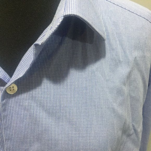 PerryEllis  Slim Fit Blue Mens Collar Shirt 17 1/2 - Picture 2 of 6
